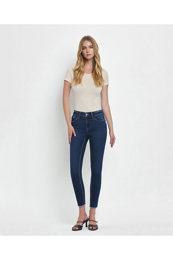 MID RISE RAW HEM CROP SKINNY JEANS ...